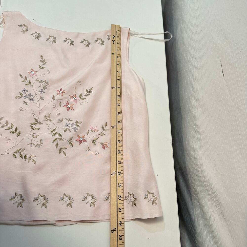 Vintage Daved Warren Womens 10 Skirt Vest Silk Suit Pastel Pink Embroidered - Picture 12 of 16